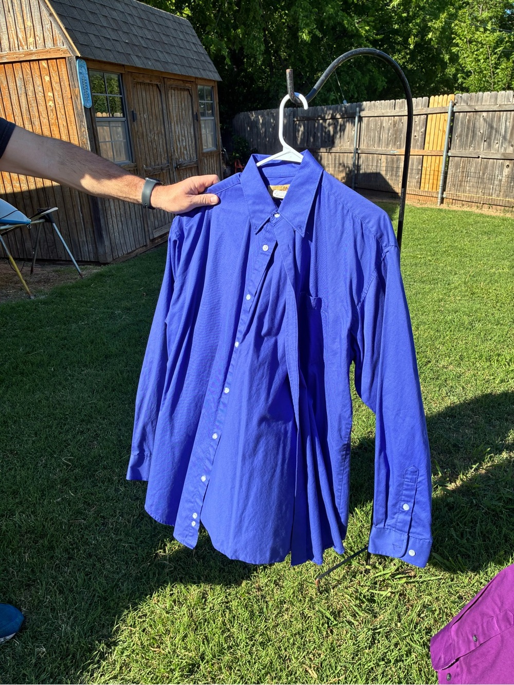 Wrangler Men's Royal Blue Long Sleeve Button-Down Shirt